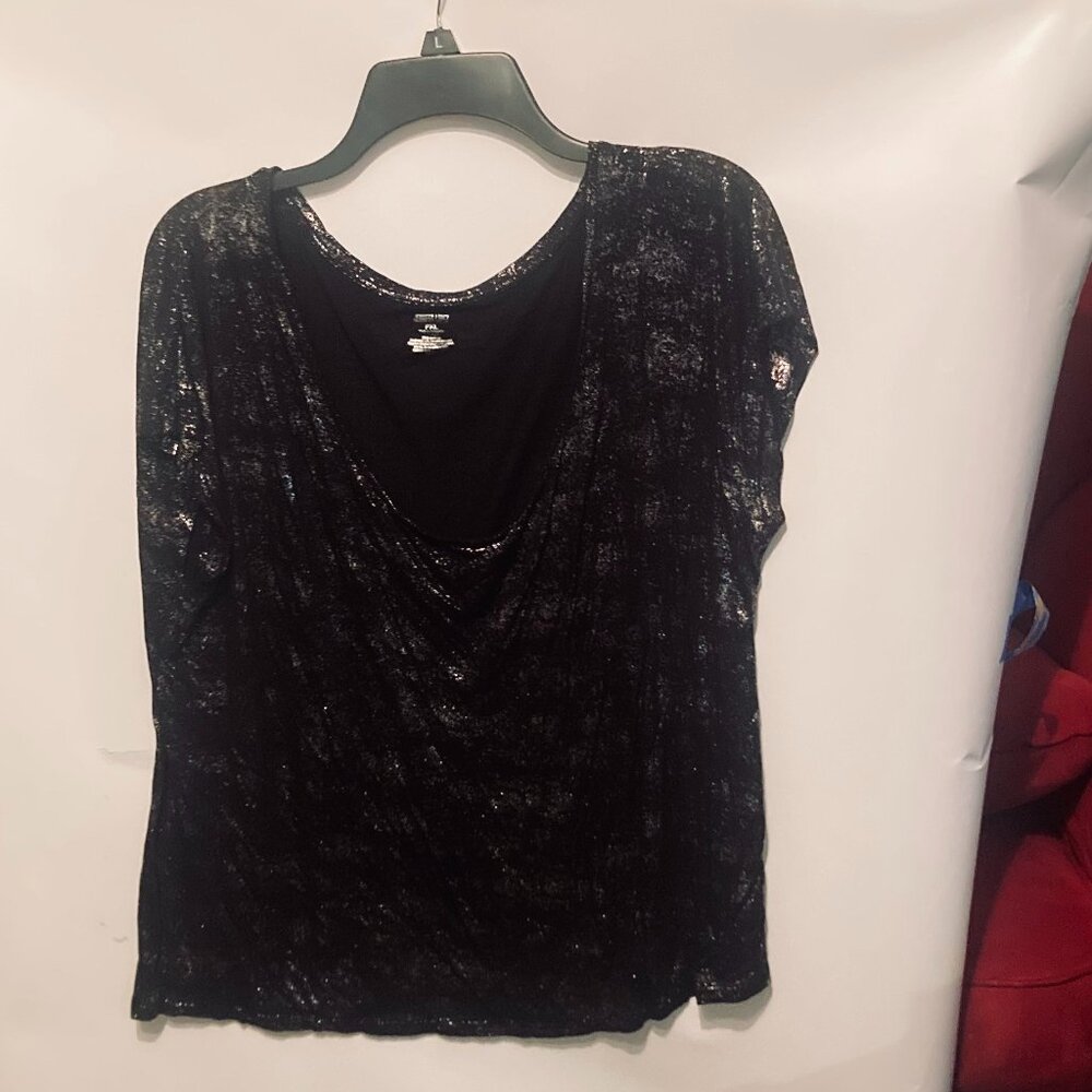Jennifer Lopez Shimmery Black Metallic Top - Size XL
